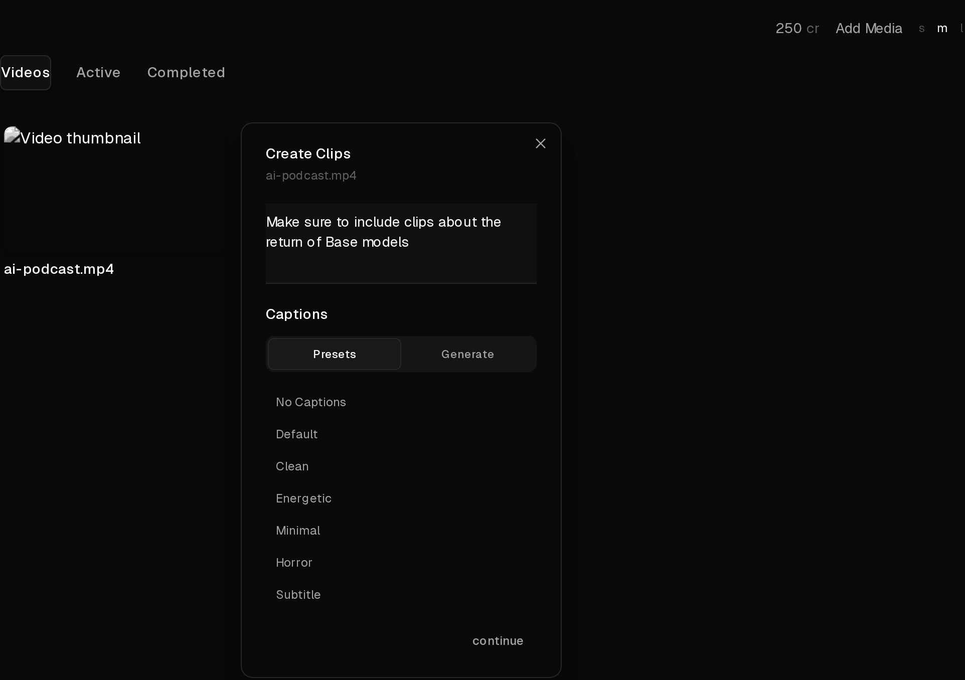 Product demo showing clip creation from a VOD