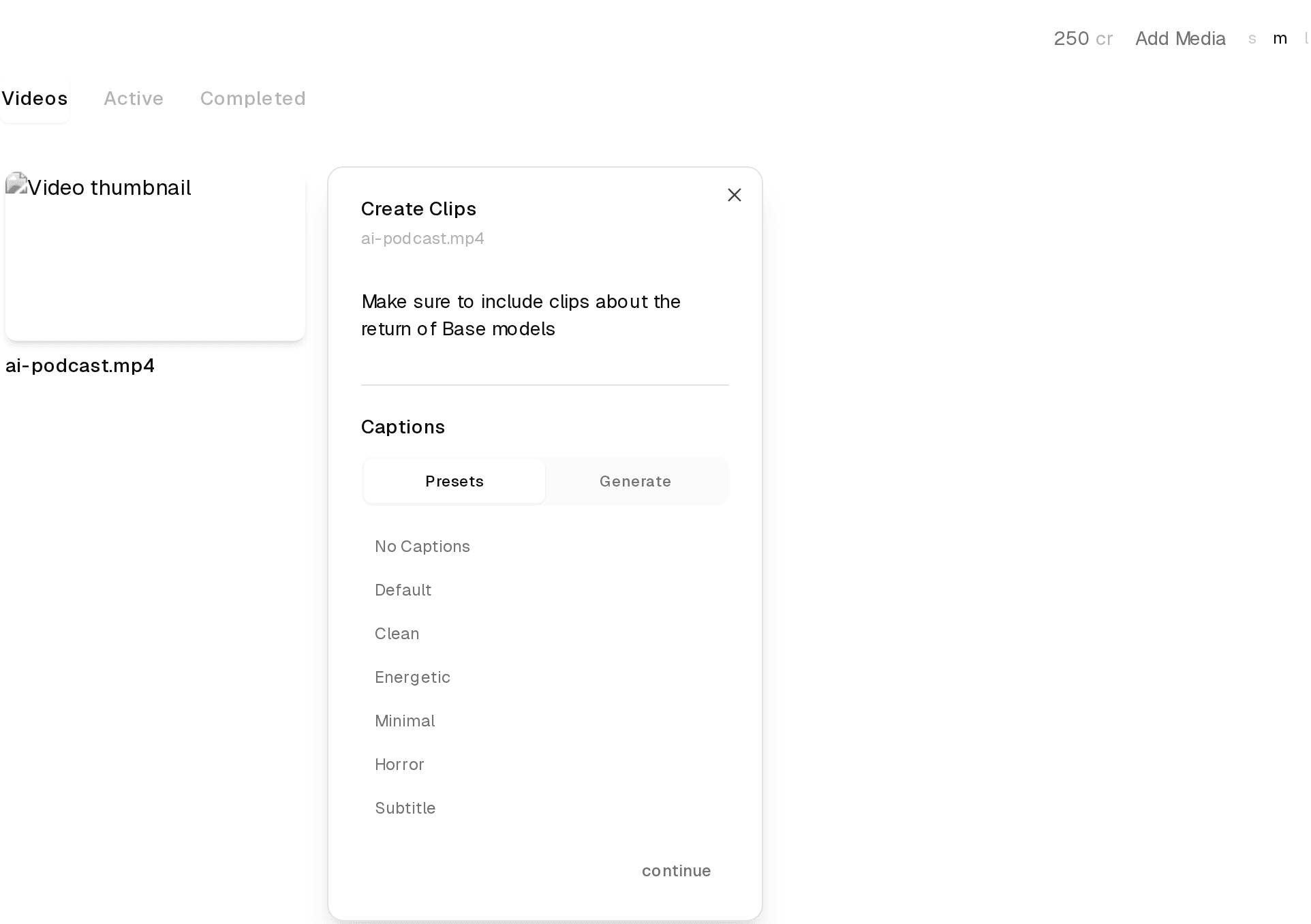 Product demo showing clip creation from a VOD